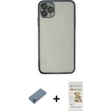 BUTİMAR'S iPhone 11 Pro Max Vadi Minimal - Siyah Mat Seramik Nano Ekran Koruyucu + Mavi Shine Kamera Lens Koruma Cam