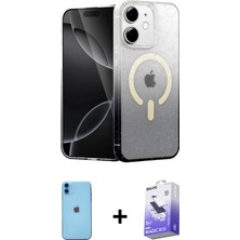 BUTİMAR'S iPhone 11 Eksen Minimal Özel Seri - Siyah Bilvis 5in1 5d Magic Hayalet Cam Ekran Koruyucu + Mavi Neon Fosforlu Kamera Lens