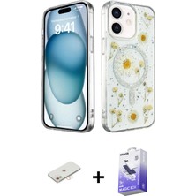 BUTİMAR'S iPhone 12 Kozmos Doku - Siyah Bilvis 5in1 5d Magic Hayalet Cam Ekran Koruyucu + Yeşil Renkli Kamera Lens Koruma Cam