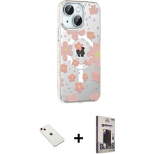 BUTİMAR'S iPhone 14 Yörünge Işık Prime - Siyah Bilvis Hayalet Cam Ekran Koruyucu + Kırmızı Diamond Kamera Lens