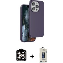 BUTİMAR'S iPhone 15 Pro Max Kıvılcım Çizgi Serisi - Siyah Bilvis Hayalet Cam Ekran Koruyucu + Turuncu Pvd Metal Kamera Lens