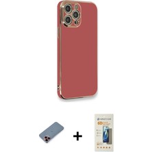 BUTİMAR'S iPhone 12 Pro Max Yankı Serisi - Siyah 6d Mat Seramik Hayalet Nano Ekran Koruyucu + Kırmızı Metal Kamera Lens Koruma Cam