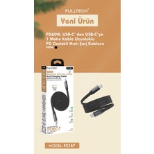 Azurtech FC157 60W Manyetik Usb-C Hızlı Şarj Kablosu 1m – Pd Destekli – Örgü Kablo