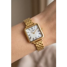 Lee Cooper Kare Kasa Kadın Kol Saati | 22 mm Çelik Kasa, Gold Çelik Kordon, Beyaz Kadran