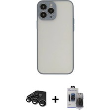 BUTİMAR'S iPhone 15 Pro Max Ahenk Çizgi Serisi - Siyah Vanessa Magic Hayalet Cam + Titanyum Gri Raze Metal Kamera Lens