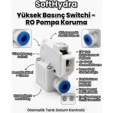 Softhydra / Yüksek Basınç Switchi Ro -  Su Arıtma Cihazı – Pompa Otomatik Durdurma Şalteri 1/4" Quick Connect