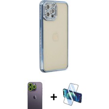 BUTİMAR'S iPhone 12 Pro Yörünge Koleksiyonu - Siyah 3D Antistatik Seramik Nano Ekran Koruyucu + Yeşil Neon Fosforlu Kamera Lens