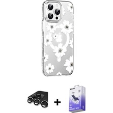 BUTİMAR'S iPhone 15 Pro Yörünge Işık Prime - Siyah Bilvis 5in1 5d Magic Hayalet Cam Ekran Koruyucu + Gümüş Raze Metal Kamera Lens