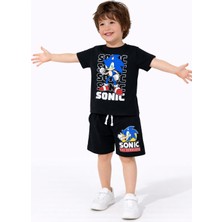 ButumiKids Erkek Çocuk Karakter Baskılı Bisiklet Yaka Pamuklu T-Shirt Şort Alt Üst Takım