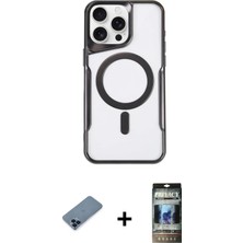 BUTİMAR'S iPhone 11 Pro Max Yadigar Klasik Özel Seri - Siyah 34D Hayalet Izgaralı Cam + Mavi Metal Kamera Lens Koruma Cam