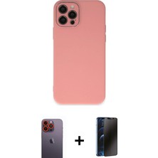 BUTİMAR'S iPhone 12 Pro Max Çekirdek Modern Serisi - Siyah 3D Antistatik Hayalet Cam Ekran Koruyucu + Turuncu Neon Fosforlu Kamera Lens