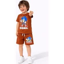 ButumiKids Erkek Çocuk Karakter Baskılı Bisiklet Yaka Pamuklu T-Shirt Şort Alt Üst Takım