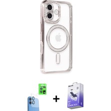 BUTİMAR'S iPhone 16 Zirve Doku Prime - Siyah Bilvis 5in1 5d Magic Hayalet Cam Ekran Koruyucu + Lacivert Raze Metal Kamera Lens