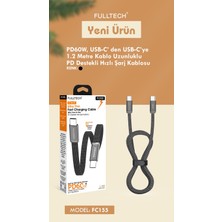 Azurtech FC155 60W Usb-C To Usb-C Hızlı Şarj Kablosu 1.2m – Pd Destekli – Örgü Kablo