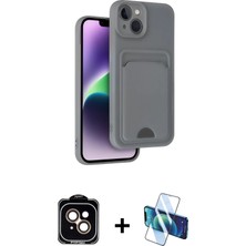 BUTİMAR'S iPhone 14 Vadi Çizgi Prime - Siyah 3D Antistatik Cam Ekran Koruyucu + Turuncu Pvd Metal Kamera Lens
