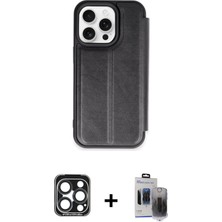 BUTİMAR'S iPhone 15 Pro Max Zirve Yansıma Serisi - Siyah Vanessa Magic Hayalet Cam + Lacivert Pvd Metal Kamera Lens