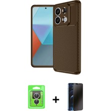 BUTİMAR'S Redmi Note 13 Pro 4g Eksen Form Prime - Siyah 3D Antistatik Hayalet Cam Ekran Koruyucu + Gümüş Raze Metal Kamera Lens