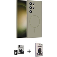 BUTİMAR'S Galaxy S24 Ultra Yankı Form Serisi - Siyah Bilvis Hayalet Cam Ekran Koruyucu + Derin Mor Pvd Metal Kamera Lens