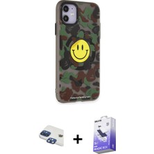 BUTİMAR'S iPhone 11 Nova Doku Koleksiyonu - Siyah Bilvis 5in1 5d Magic Hayalet Cam Ekran Koruyucu + Lacivert Pers Alüminyum Kamera Lens