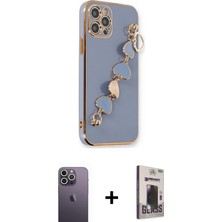 BUTİMAR'S iPhone 12 Pro Max Nova Işık Prime - Siyah Bilvis Hayalet Cam Ekran Koruyucu + Beyaz Neon Fosforlu Kamera Lens