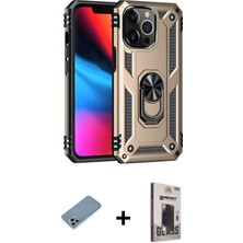 BUTİMAR'S iPhone 13 Pro Max Ahenk Klasik Koleksiyonu - Siyah Bilvis Hayalet Cam Ekran Koruyucu + Gökkuşağı Shine Kamera Lens Koruma Cam