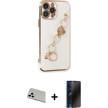 BUTİMAR'S iPhone 13 Pro Max Nova Işık Prime - Siyah 3D Antistatik Hayalet Cam Ekran Koruyucu + Beyaz Rainbow Kamera Lens Koruma Cam