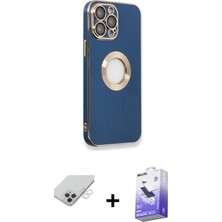 BUTİMAR'S iPhone 14 Pro Max Iz Form Serisi - Siyah Bilvis 5in1 5d Magic Hayalet Cam Ekran Koruyucu + Gümüş Band Metal Kamera Lens