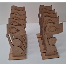 Ebrulisler 10 Adet Türk Bayraklı Çocuk Ahşap Boyama Etkinlik 23 Nısan Aile Katılım