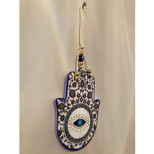 Plus Home Nazarlık Fatma Ana Eli Model El Işçiliği Mavi Desenli Çapı 15 cm
