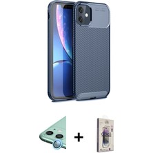 BUTİMAR'S iPhone 11 Eksen Form Prime - Siyah Bilvis 3D Cam Ekran Koruyucu + Mavi Raze Metal Kamera Lens