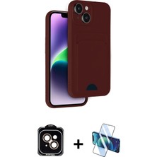 BUTİMAR'S iPhone 14 Vadi Çizgi Prime - Siyah 3D Antistatik Cam Ekran Koruyucu + Turuncu Pvd Metal Kamera Lens