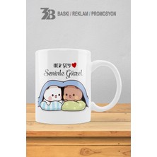 3B Baskı Reklam Promosyon Sevimli Kedicikler Porselen Kupa Bardak