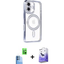 BUTİMAR'S iPhone 16 Zirve Doku Prime - Siyah Bilvis 5in1 5d Magic Hayalet Cam Ekran Koruyucu + Lacivert Raze Metal Kamera Lens