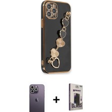 BUTİMAR'S iPhone 12 Pro Max Nova Işık Prime - Siyah Bilvis Hayalet Cam Ekran Koruyucu + Beyaz Neon Fosforlu Kamera Lens