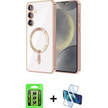 BUTİMAR'S Galaxy A15 4g Nova Işık Özel Seri - Siyah 3D Antistatik Cam Ekran Koruyucu + Gümüş Raze Metal Kamera Lens