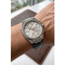 Lee Cooper Gri Kasa Erkek Kol Saati | 43 mm Çelik Kasa, Siyah Deri Kordon, Gri Kadran