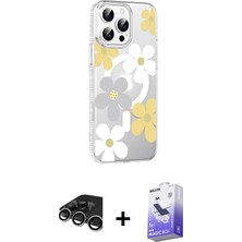 BUTİMAR'S iPhone 15 Pro Yörünge Işık Prime - Siyah Bilvis 5in1 5d Magic Hayalet Cam Ekran Koruyucu + Gümüş Raze Metal Kamera Lens