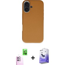 BUTİMAR'S iPhone 16 Zirve Modern Prime - Siyah Bilvis 5in1 5d Magic Hayalet Cam Ekran Koruyucu + Pembe Raze Metal Kamera Lens