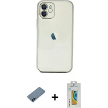 BUTİMAR'S iPhone 12 Vadi Minimal - Siyah Polymer Nano Ekran Koruyucu + Mavi Metal Kamera Lens Koruma Cam