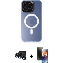 BUTİMAR'S iPhone 15 Pro Max Kozmos Çizgi Prime - Siyah 3D Antistatik Mat Seramik Nano Ekran Koruyucu + Lacivert Raze Metal Kamera Lens