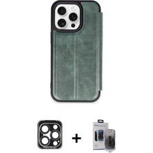 BUTİMAR'S iPhone 15 Pro Max Zirve Yansıma Serisi - Siyah Vanessa Magic Hayalet Cam + Lacivert Pvd Metal Kamera Lens