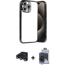 BUTİMAR'S iPhone 15 Pro Max Vadi Minimal - Siyah Vanessa Magic Cam + Lacivert Raze Metal Kamera Lens