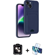 BUTİMAR'S iPhone 14 Vadi Çizgi Prime - Siyah 3D Antistatik Cam Ekran Koruyucu + Turuncu Pvd Metal Kamera Lens
