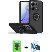 BUTİMAR'S Redmi Note 13 Pro 4g Yörünge Çizgi - Siyah 3D Antistatik Seramik Nano Ekran Koruyucu + Siyah Raze Metal Kamera Lens