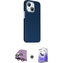 BUTİMAR'S iPhone 14 Kozmos Klasik Prime - Siyah Bilvis 5in1 5d Magic Hayalet Cam Ekran Koruyucu + Gümüş Raze Metal Kamera Lens