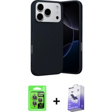 BUTİMAR'S iPhone 17 Pro Ahenk Serisi - Siyah Bilvis 5in1 5d Magic Hayalet Cam Ekran Koruyucu + Gri Raze Metal Kamera Lens