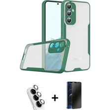 BUTİMAR'S Galaxy A24 4g Atlas Asil Serisi - Siyah 3D Antistatik Hayalet Cam Ekran Koruyucu + Gümüş Valdez Metal Kamera Lens