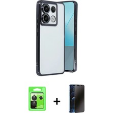 BUTİMAR'S Redmi Note 13 Pro 5g Vadi Minimal - Siyah 3D Antistatik Hayalet Cam Ekran Koruyucu + Siyah Raze Metal Kamera Lens