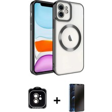 BUTİMAR'S iPhone 11 Nova Işık Özel Seri - Siyah 3D Antistatik Hayalet Cam Ekran Koruyucu + Turuncu Pvd Metal Kamera Lens