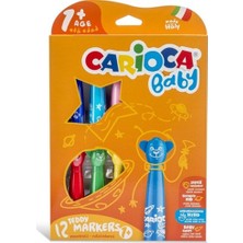 Kitabevimden Carioca Keçeli Boya Kalemi Teddy Jumbo Bebek Süper Yıkanabilir 12 Li 42816